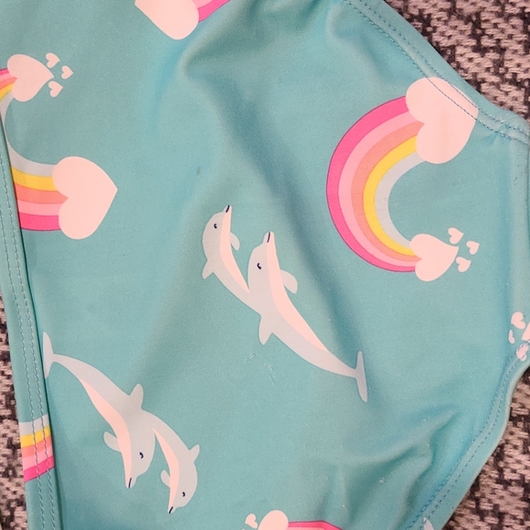 Swimsuit Teal and Bright Rainbows and Dolphin Size 18-24M - Picture 6 of 6